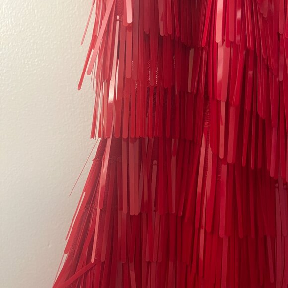 Holiday ASOS shard detail midi dress sheer waist red, modern flapper - SIZE 6 - Picture 5 of 8